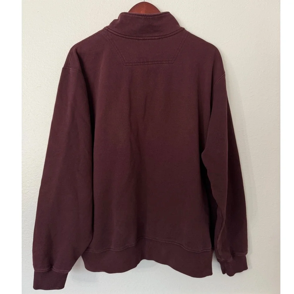 LL Bean Mens Large Quarter Zip Pullover Sweatshirt Maroon 0KC41 Y2K